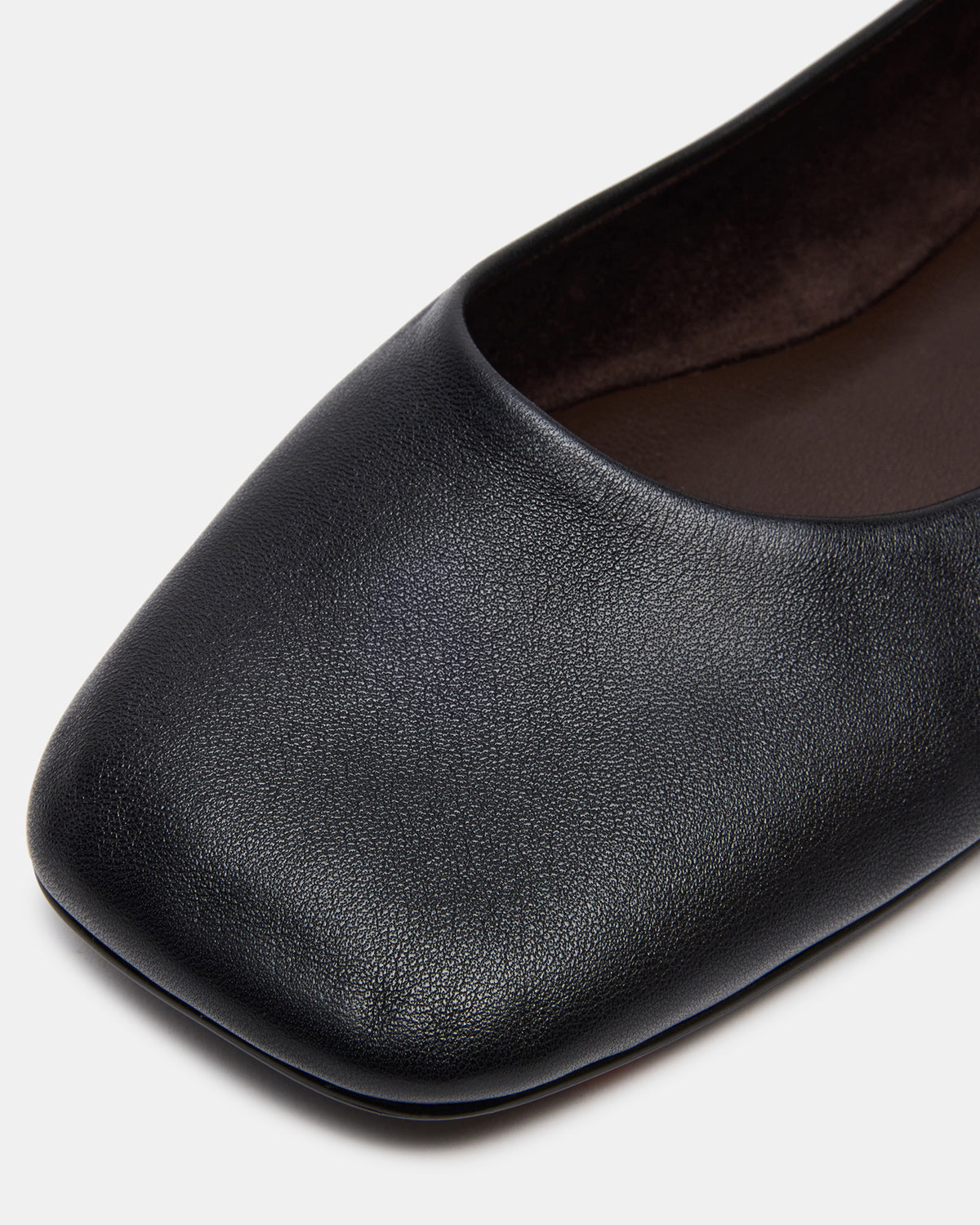 NURTURE Black Leather Square-Toe Ballet Women's Flat | Steve Madden
