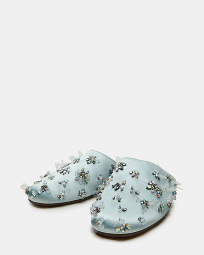 PEARSON Blue Satin Rhinstones Rounded-Toe Slip-On Women's Flat | Steve Madden