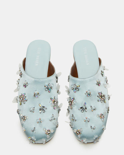 PEARSON Blue Satin Rhinstones Rounded-Toe Slip-On Women's Flat | Steve Madden