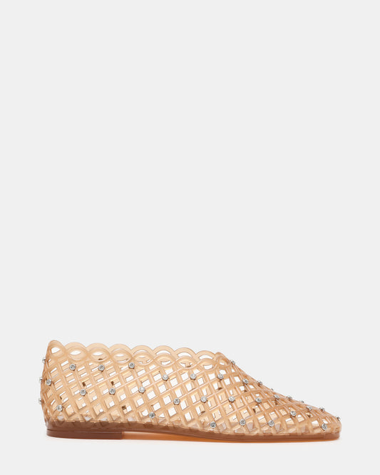 GROVE Tan Rhinestones Square-Toe Jelly Women's Flat | Steve Madden