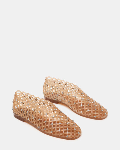 GROVE Tan Rhinestones Square-Toe Jelly Women's Flat | Steve Madden