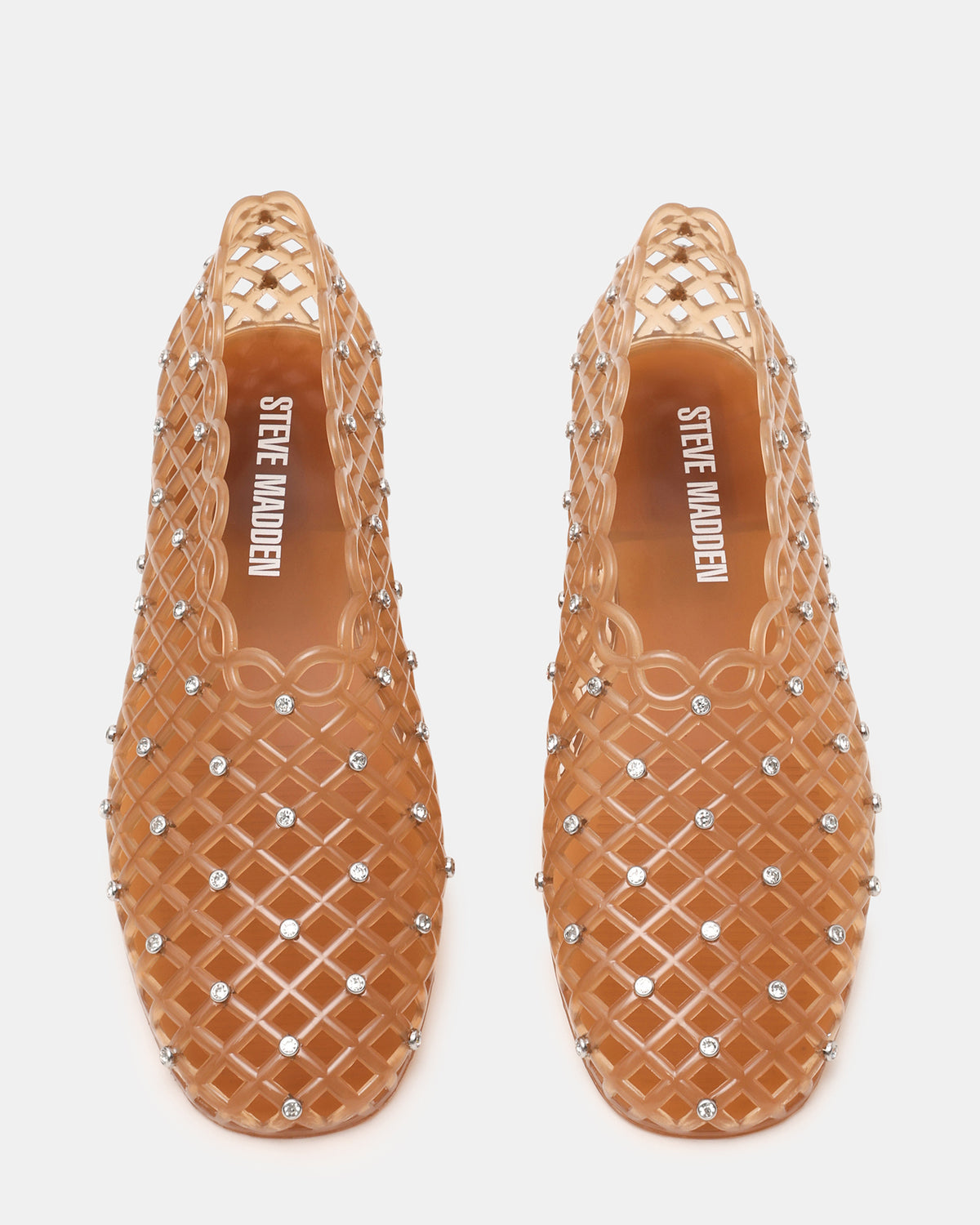 GROVE Tan Rhinestones Square-Toe Jelly Women's Flat | Steve Madden