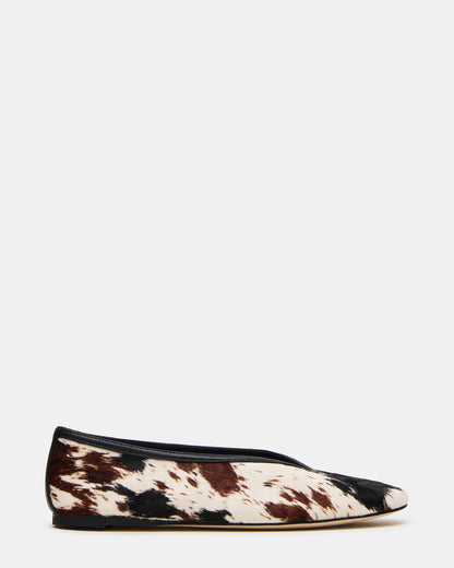 LENI Brown Cow Print Square-Toe Ballet Women's Flat | Steve Madden