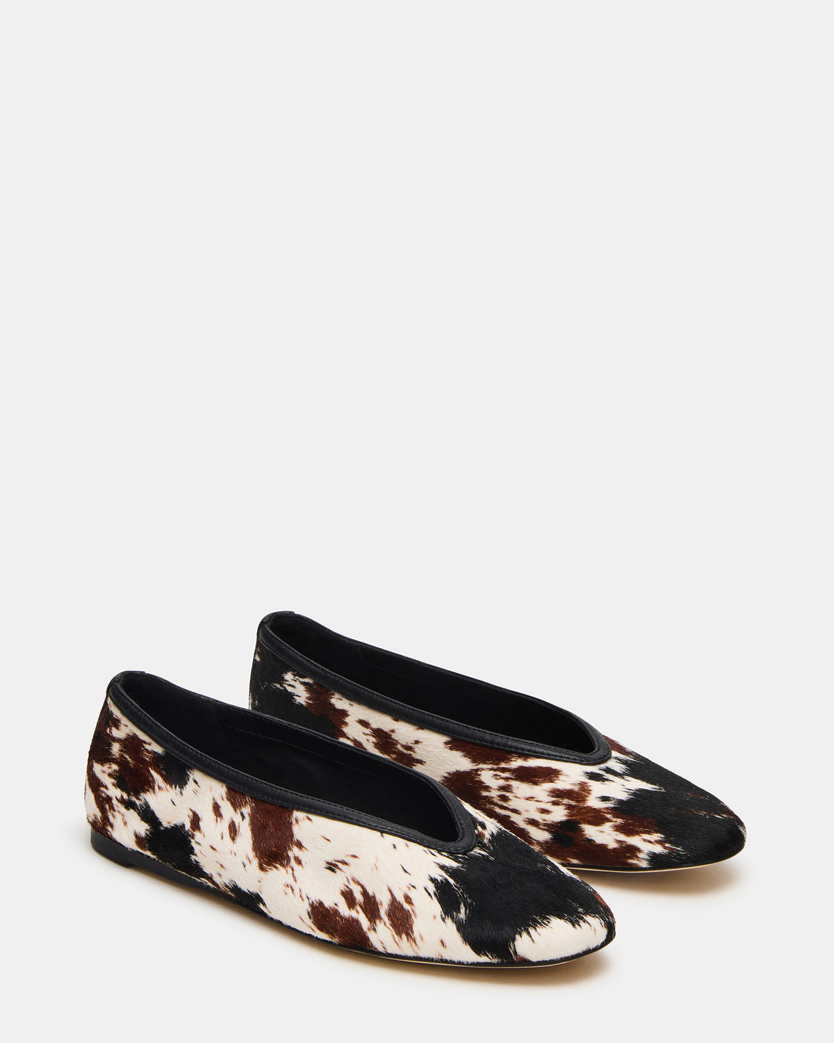 LENI Brown Cow Print Square-Toe Ballet Women's Flat | Steve Madden