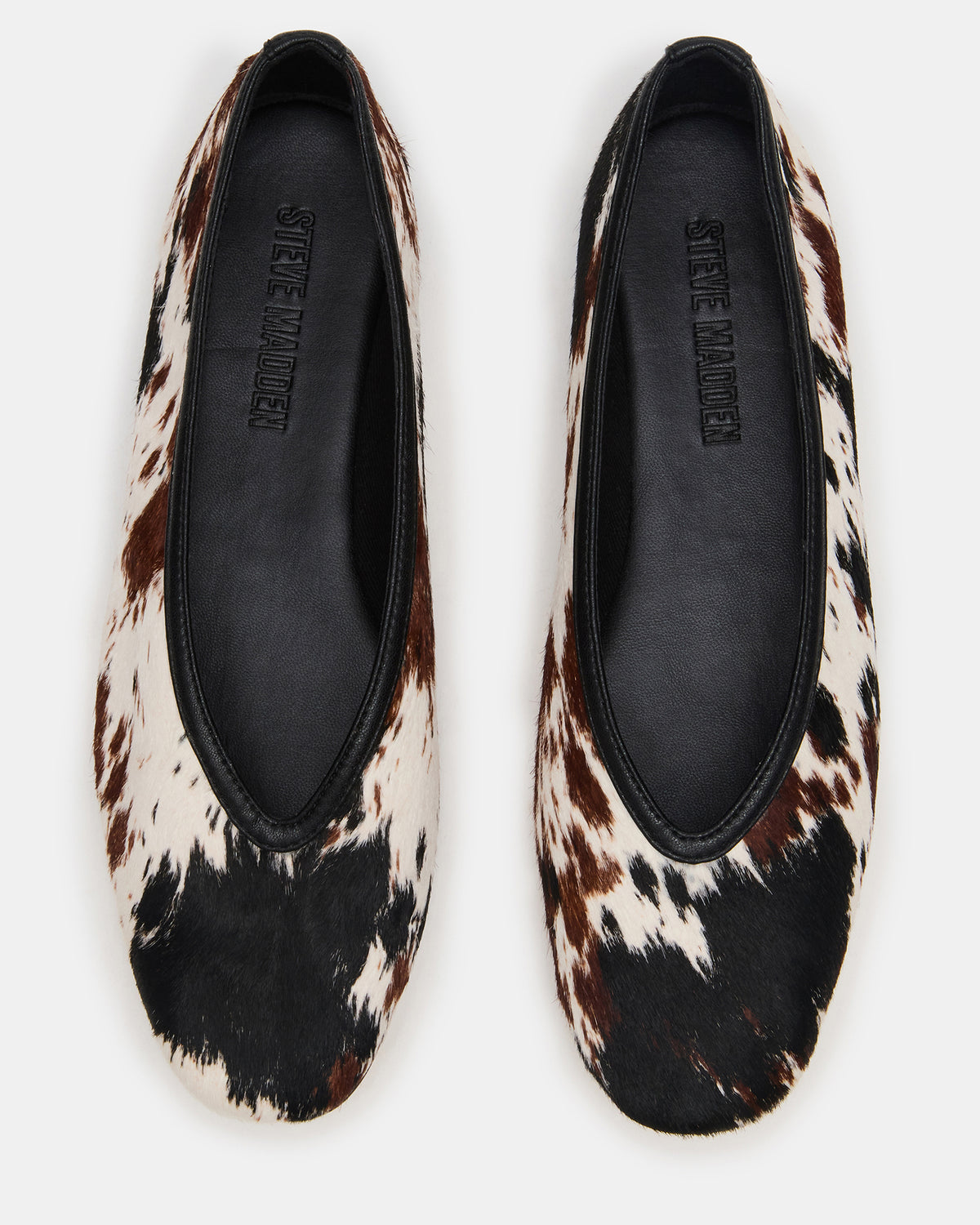 LENI Brown Cow Print Square-Toe Ballet Women's Flat | Steve Madden