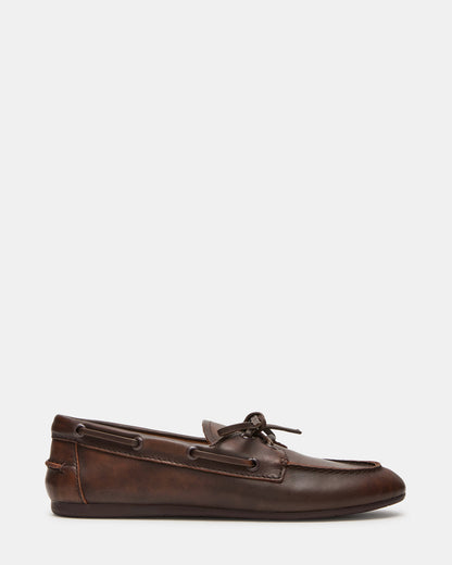 SAG Brown Leather Women's Boat Shoe | Steve Madden