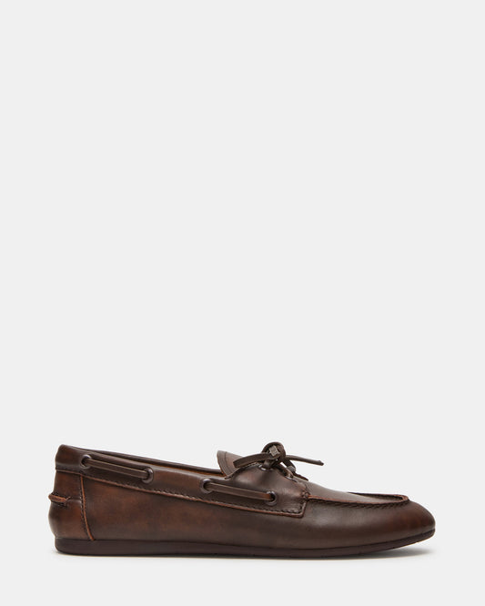 SAG Brown Leather Women's Boat Shoe | Steve Madden