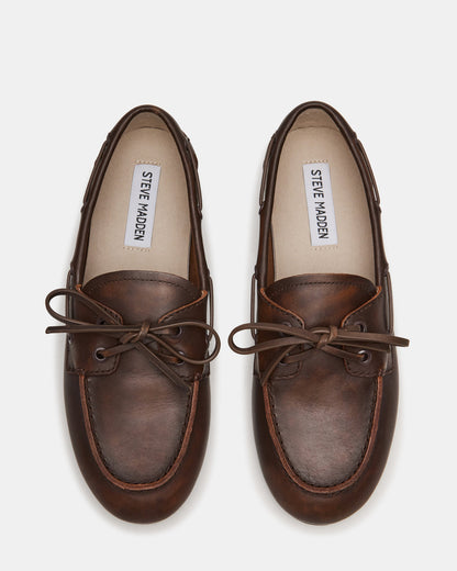SAG Brown Leather Women's Boat Shoe | Steve Madden