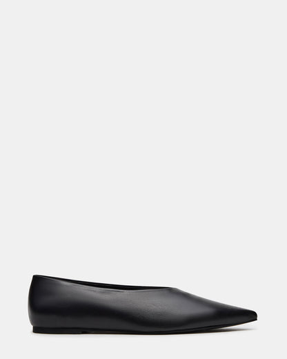 FLOYD Black Leather Pointed-Toe Ballet Women's Flat | Steve Madden