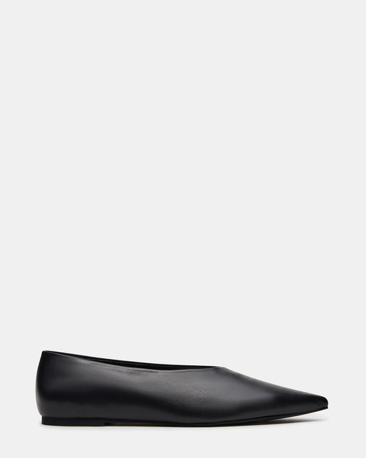 FLOYD Black Leather Pointed-Toe Ballet Women's Flat | Steve Madden