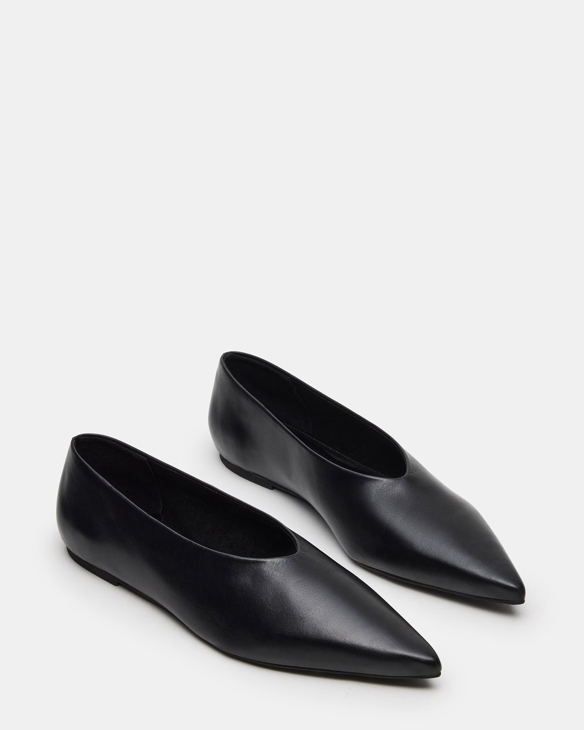 FLOYD Black Leather Pointed-Toe Ballet Women's Flat | Steve Madden