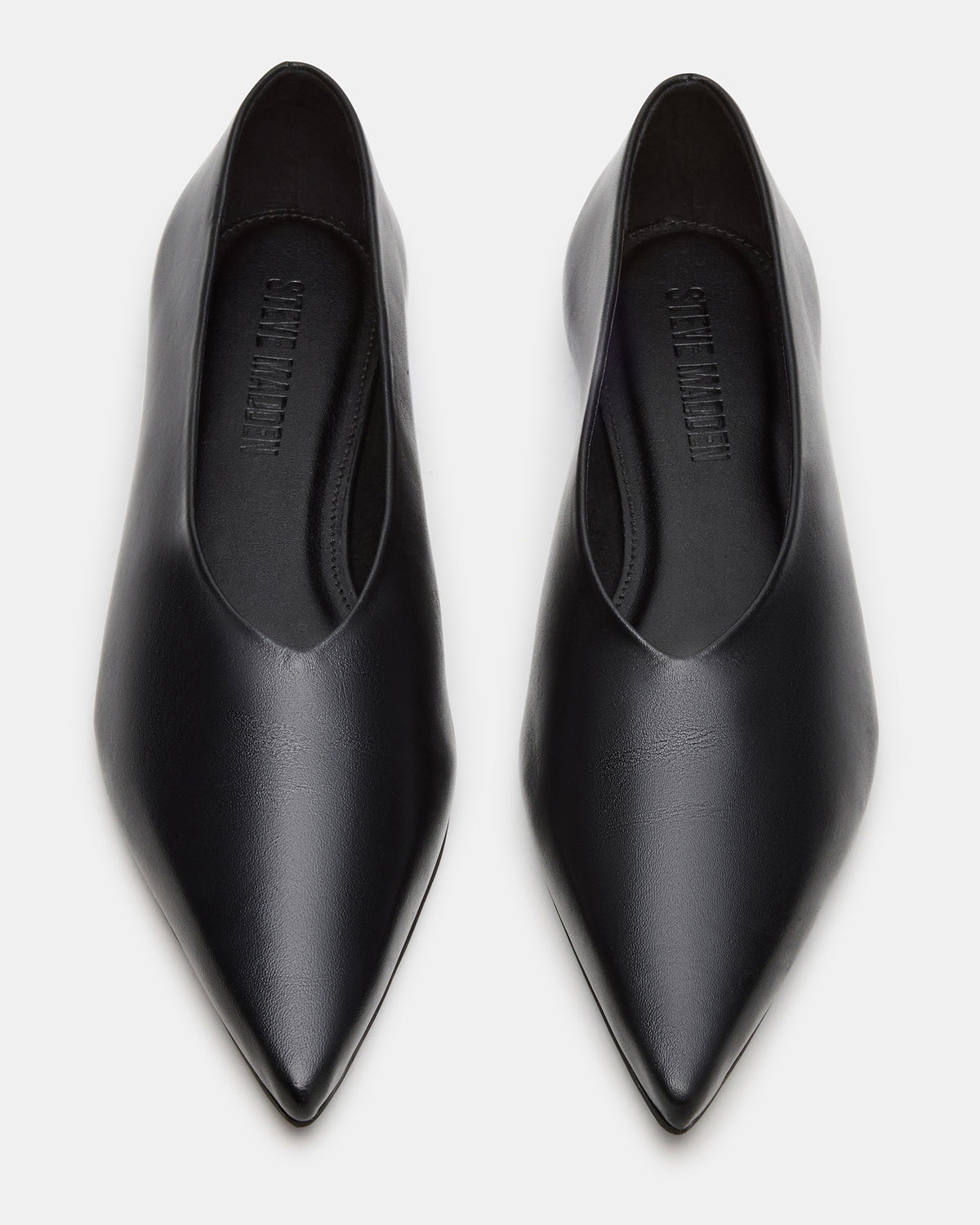 FLOYD Black Leather Pointed-Toe Ballet Women's Flat | Steve Madden