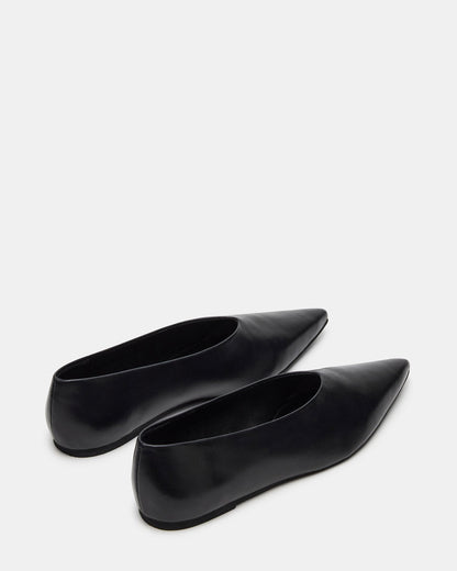 FLOYD Black Leather Pointed-Toe Ballet Women's Flat | Steve Madden