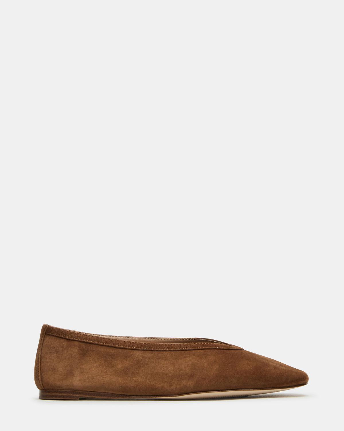 LENI Chestnut Suede Square-Toe Ballet Women's Flat | Steve Madden