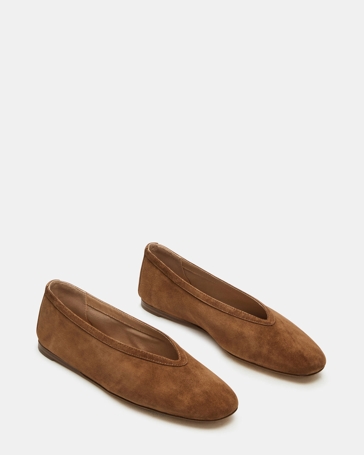 LENI Chestnut Suede Square-Toe Ballet Women's Flat | Steve Madden