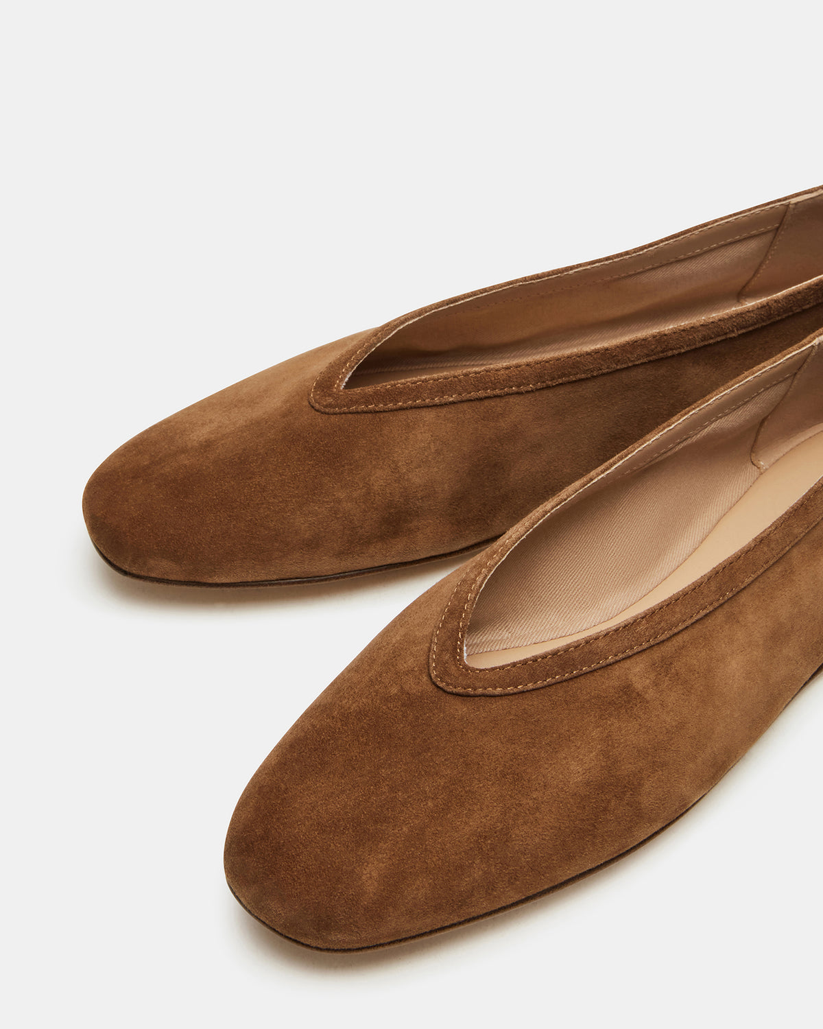 LENI Chestnut Suede Square-Toe Ballet Women's Flat | Steve Madden