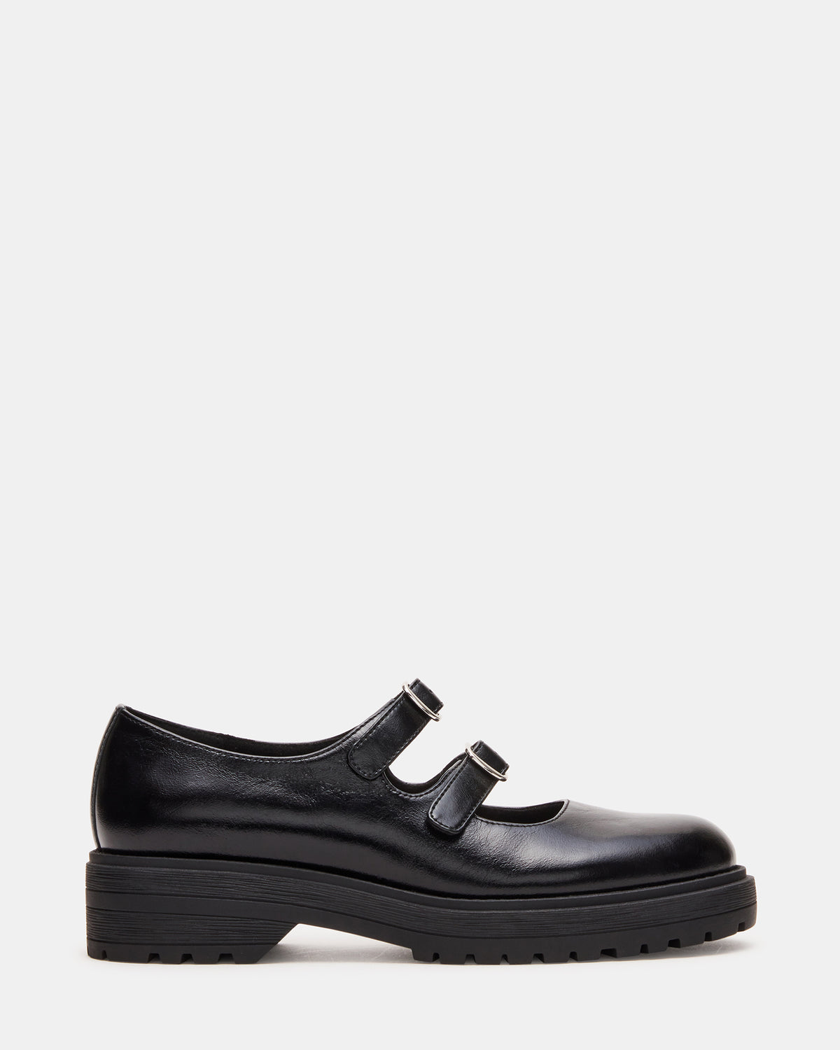 ALBA Black Leather Platform Lug Mary Jane Women's Loafer | Steve Madden