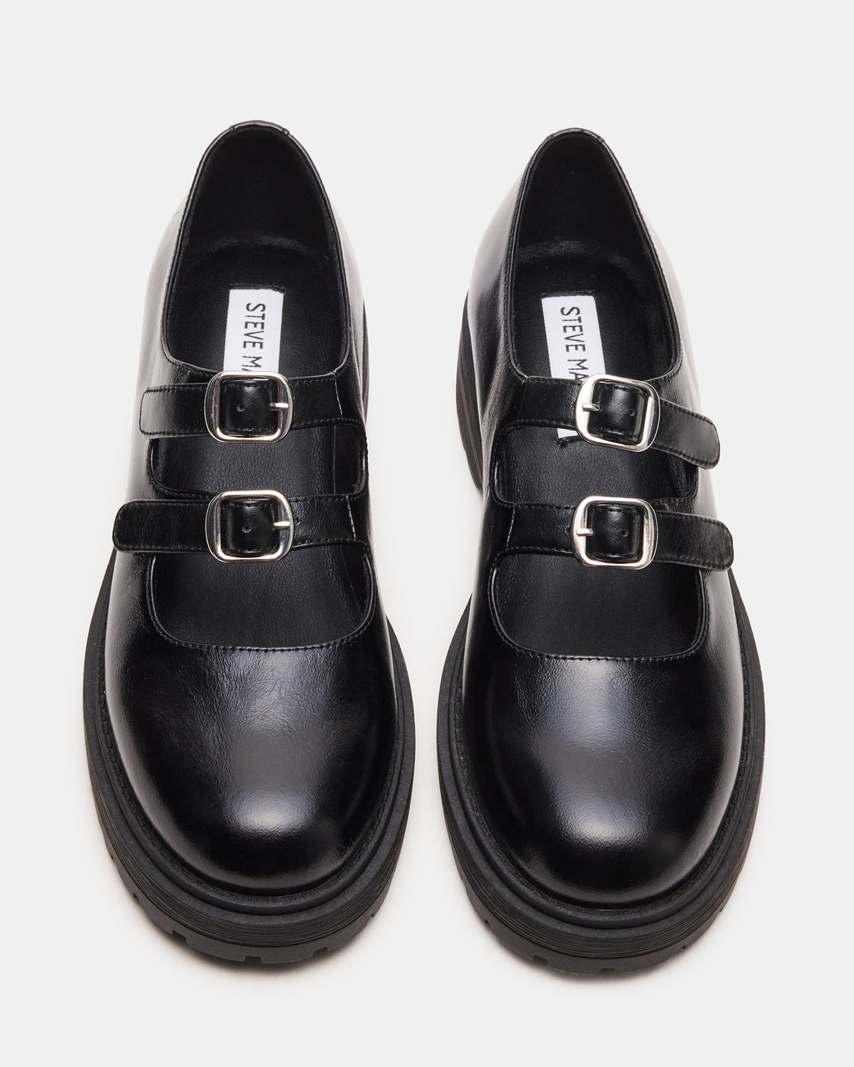 ALBA Black Leather Platform Lug Mary Jane Women's Loafer | Steve Madden
