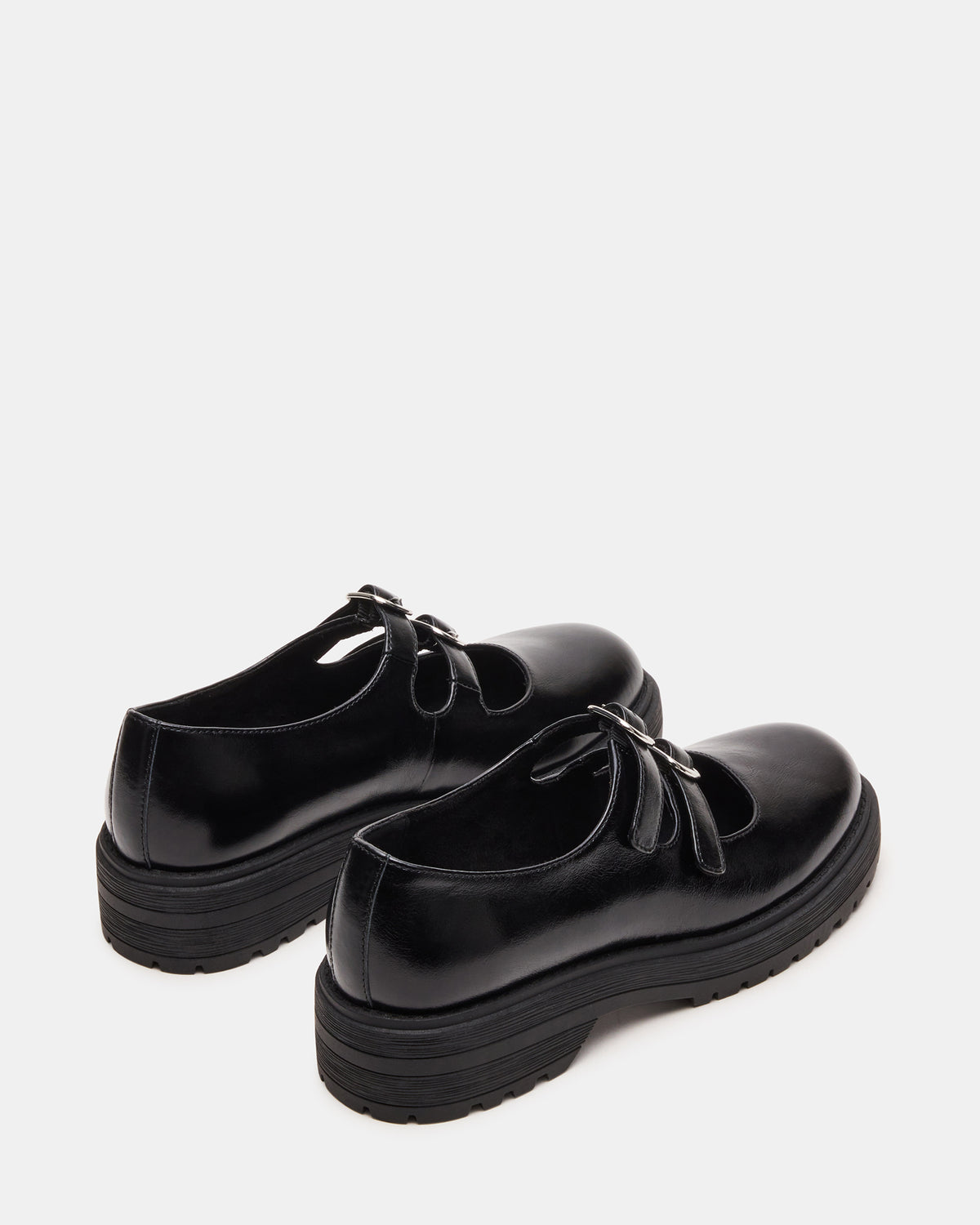 ALBA Black Leather Platform Lug Mary Jane Women's Loafer | Steve Madden