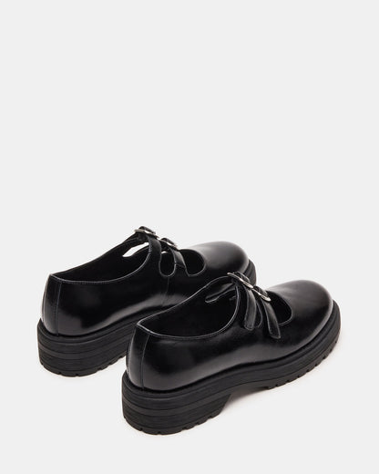 ALBA Black Leather Platform Lug Mary Jane Women's Loafer | Steve Madden