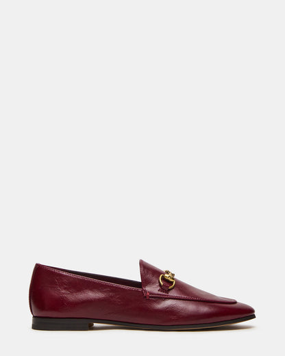 GRAFTON Wine Leather Women's Loafer | Steve Madden