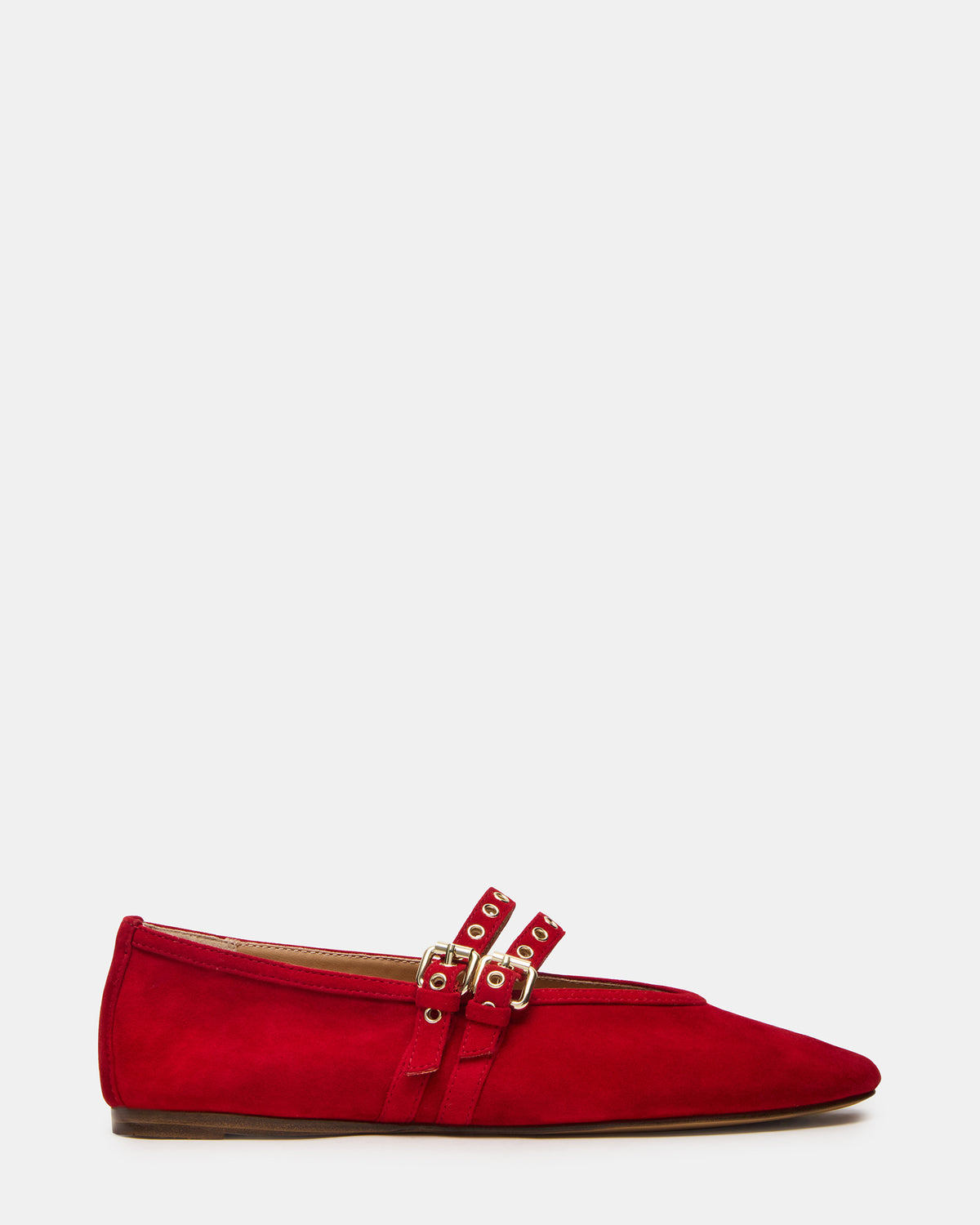 LYDIA Red Suede Square-Toe Mary Jane Ballet Women's Flat | Steve Madden