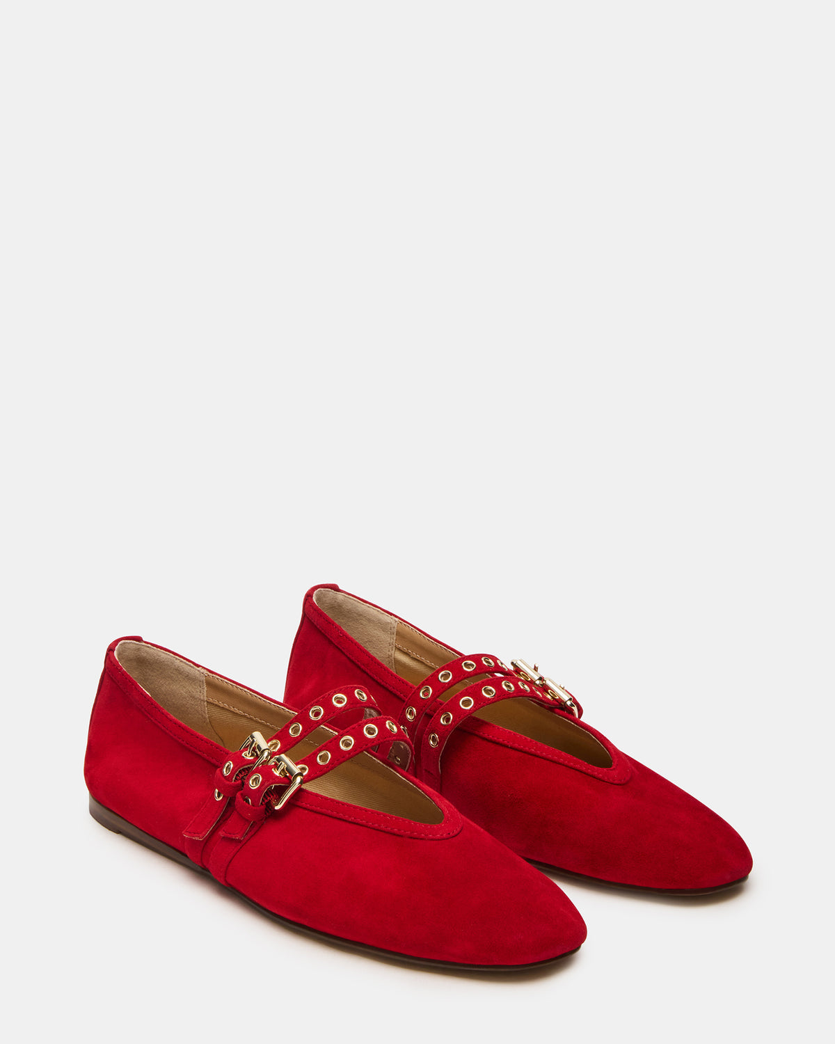 LYDIA Red Suede Square-Toe Mary Jane Ballet Women's Flat | Steve Madden