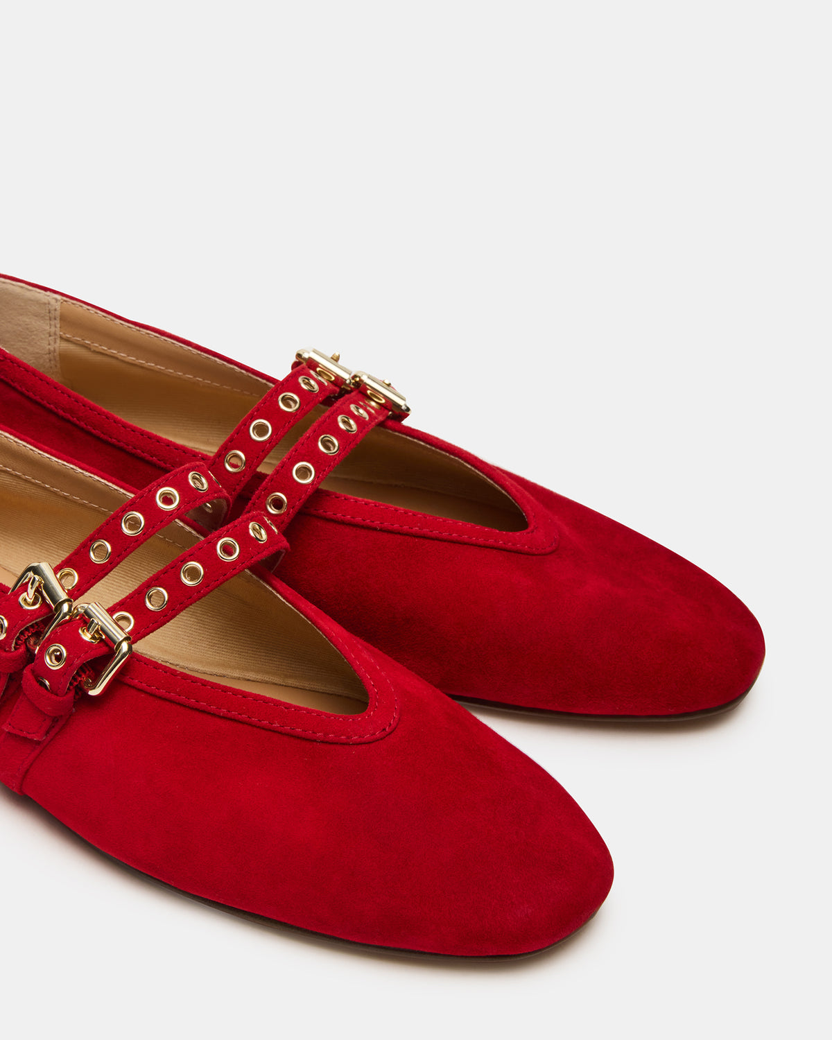 LYDIA Red Suede Square-Toe Mary Jane Ballet Women's Flat | Steve Madden