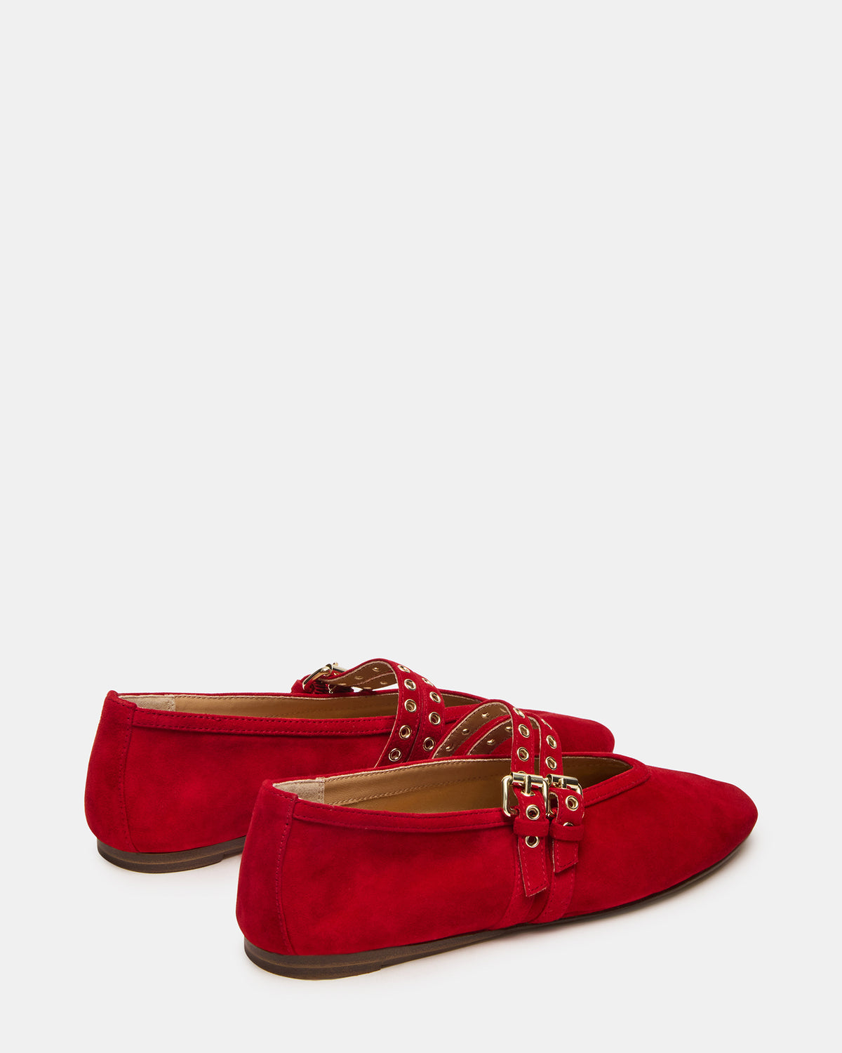 LYDIA Red Suede Square-Toe Mary Jane Ballet Women's Flat | Steve Madden