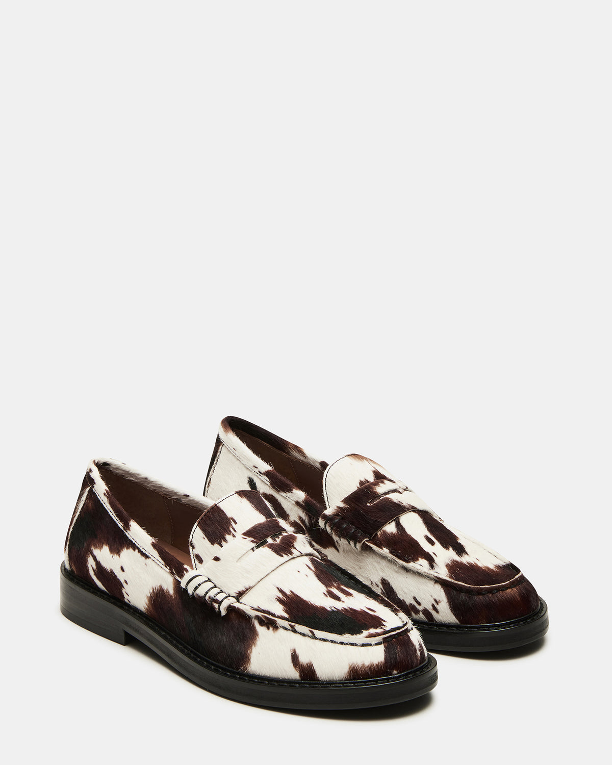 MADISON Brown Cow Print Women's Penny Loafer | Steve Madden