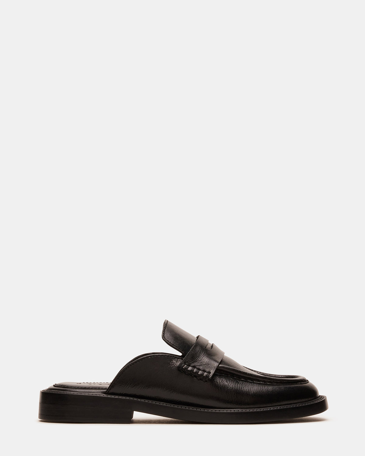 MULBERRY Black Leather Women's Slip-On Mule Flat | Steve Madden