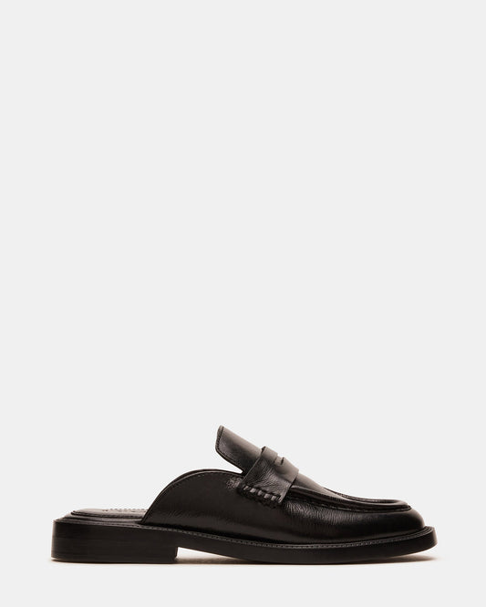 MULBERRY Black Leather Women's Slip-On Mule Flat | Steve Madden
