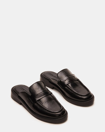 MULBERRY Black Leather Women's Slip-On Mule Flat | Steve Madden