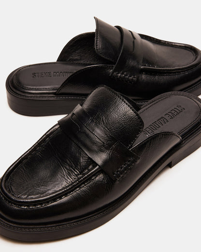 MULBERRY Black Leather Women's Slip-On Mule Flat | Steve Madden