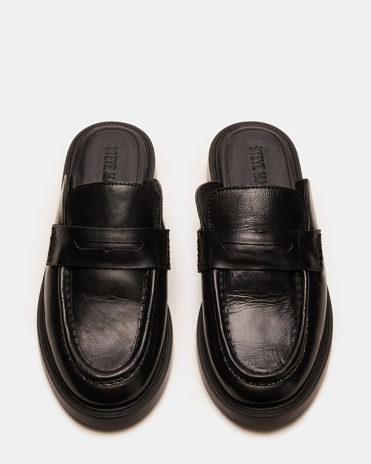 MULBERRY Black Leather Women's Slip-On Mule Flat | Steve Madden