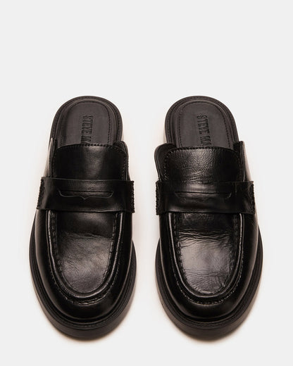 MULBERRY Black Leather Women's Slip-On Mule Flat | Steve Madden