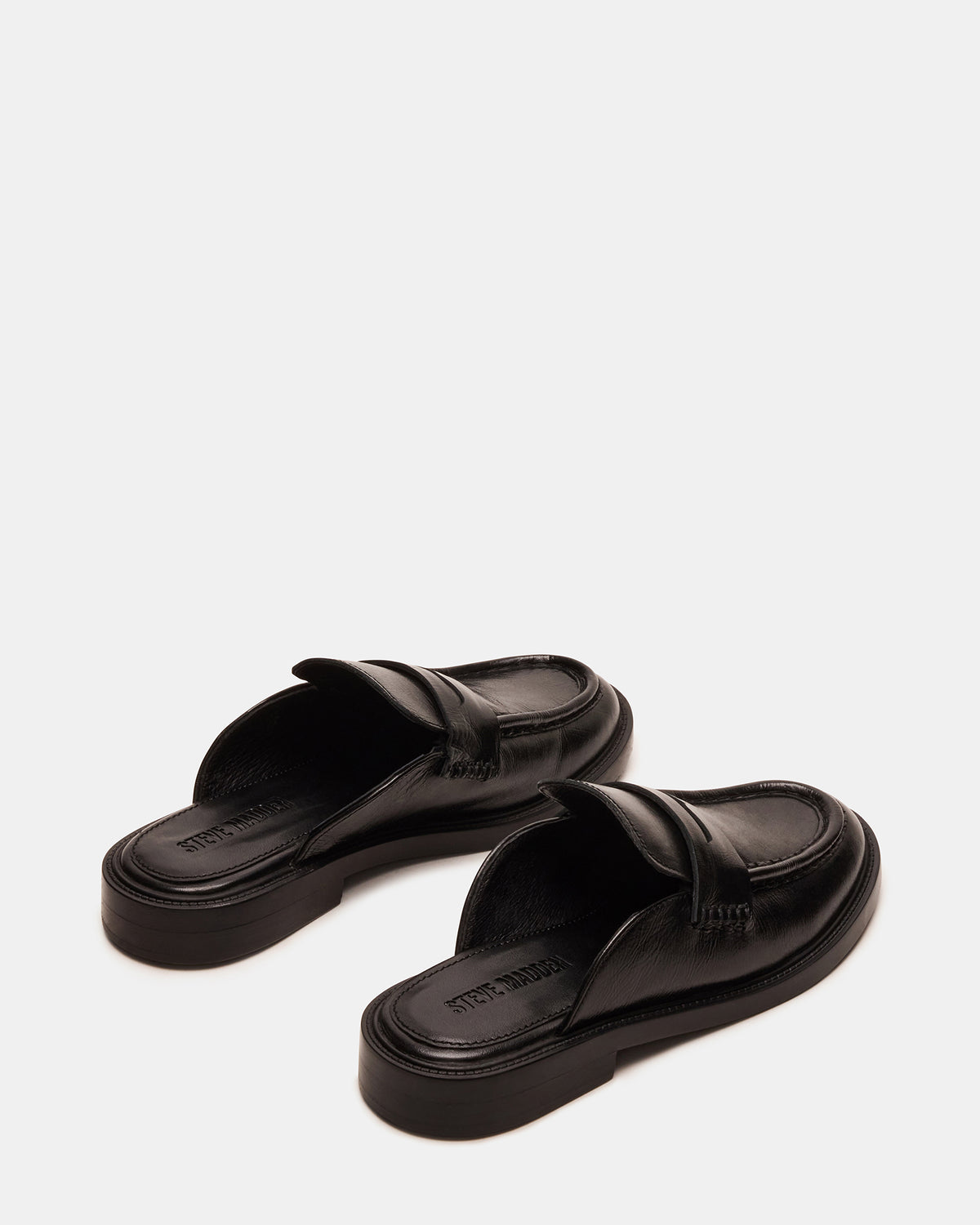 MULBERRY Black Leather Women's Slip-On Mule Flat | Steve Madden