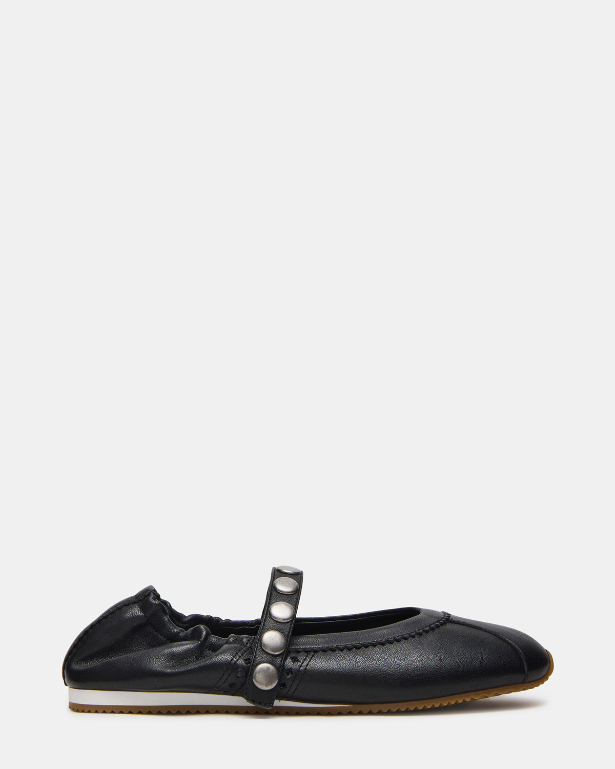 ANAYA Black Leather Studs Mary Jane Ballet Women's Flat | Steve Madden