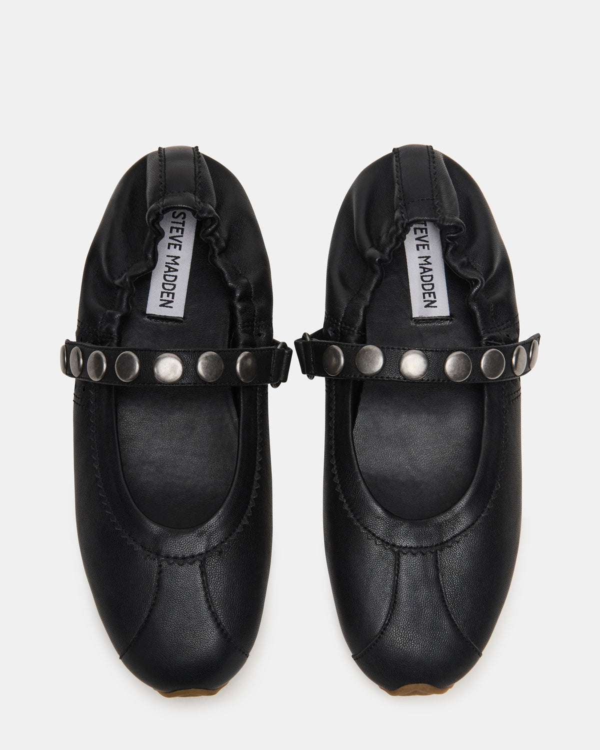 ANAYA Black Leather Studs Mary Jane Ballet Women's Flat | Steve Madden