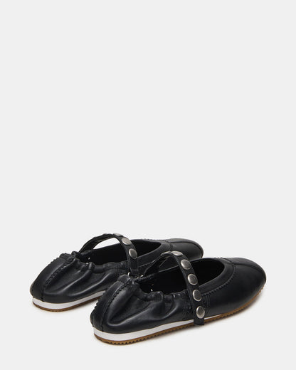 ANAYA Black Leather Studs Mary Jane Ballet Women's Flat | Steve Madden