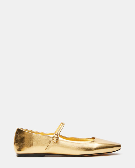 MAPLE Gold Leather Women's Mary Jane Ballet Flat | Steve Madden