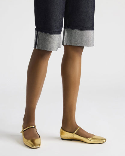 MAPLE Gold Leather Women's Mary Jane Ballet Flat | Steve Madden