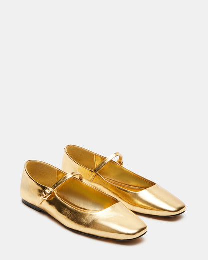 MAPLE Gold Leather Women's Mary Jane Ballet Flat | Steve Madden