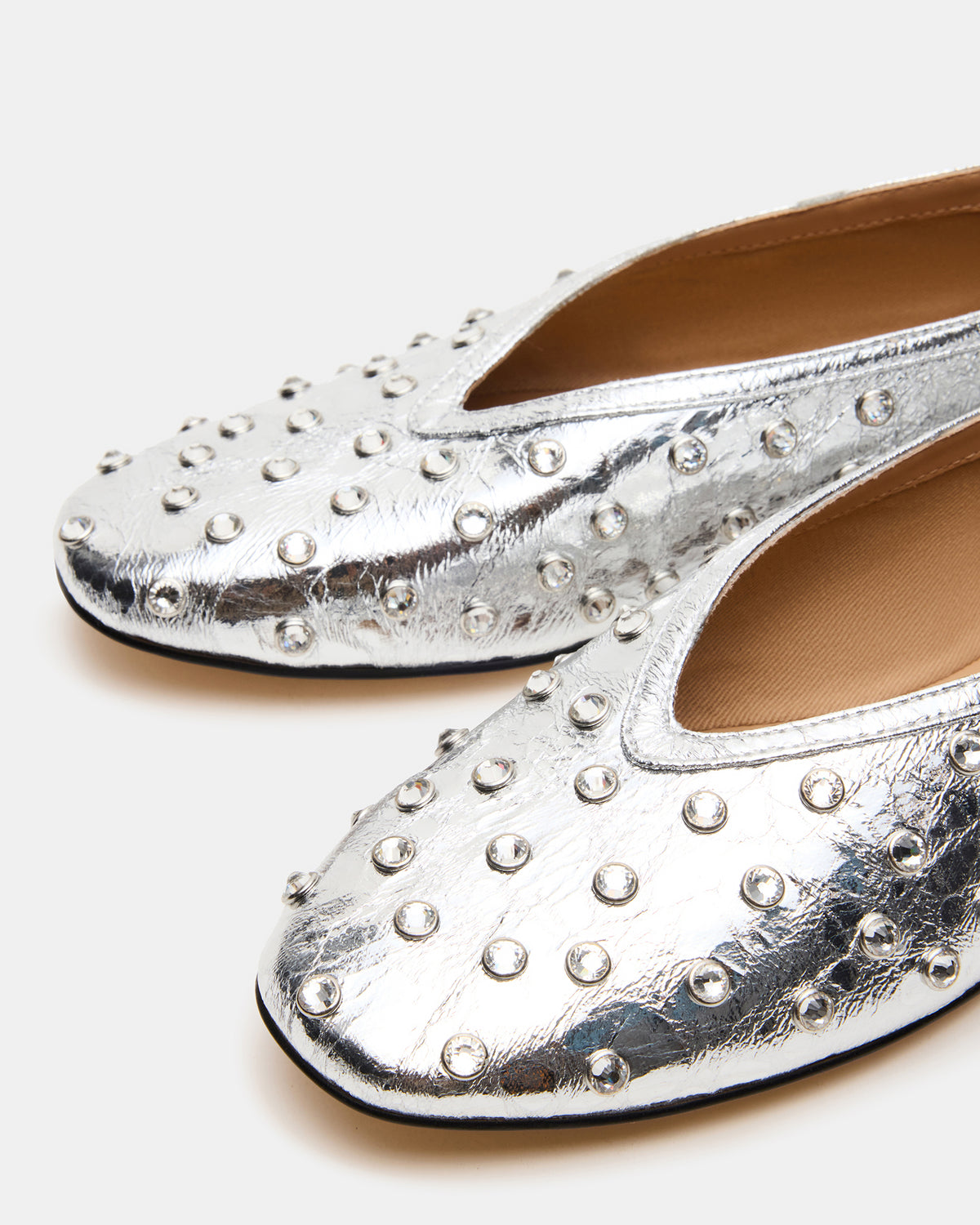 LENI Silver Rhinestones Square-Toe Ballet Women's Flat | Steve Madden