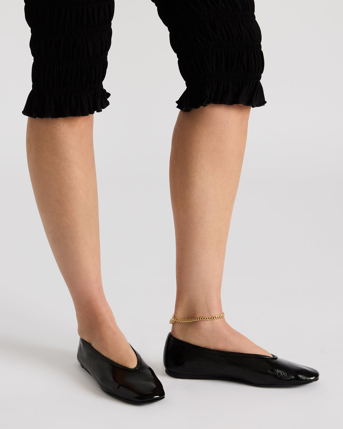 LENI Black/Black Square-Toe Ballet Women's Flat | Steve Madden