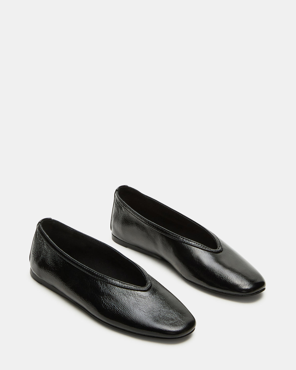 LENI Black/Black Square-Toe Ballet Women's Flat | Steve Madden
