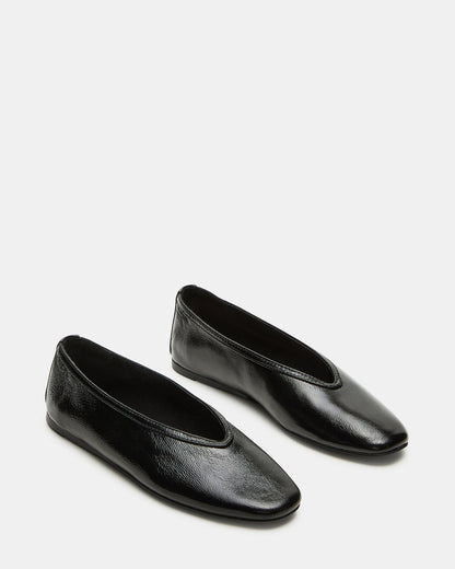 LENI Black/Black Square-Toe Ballet Women's Flat | Steve Madden
