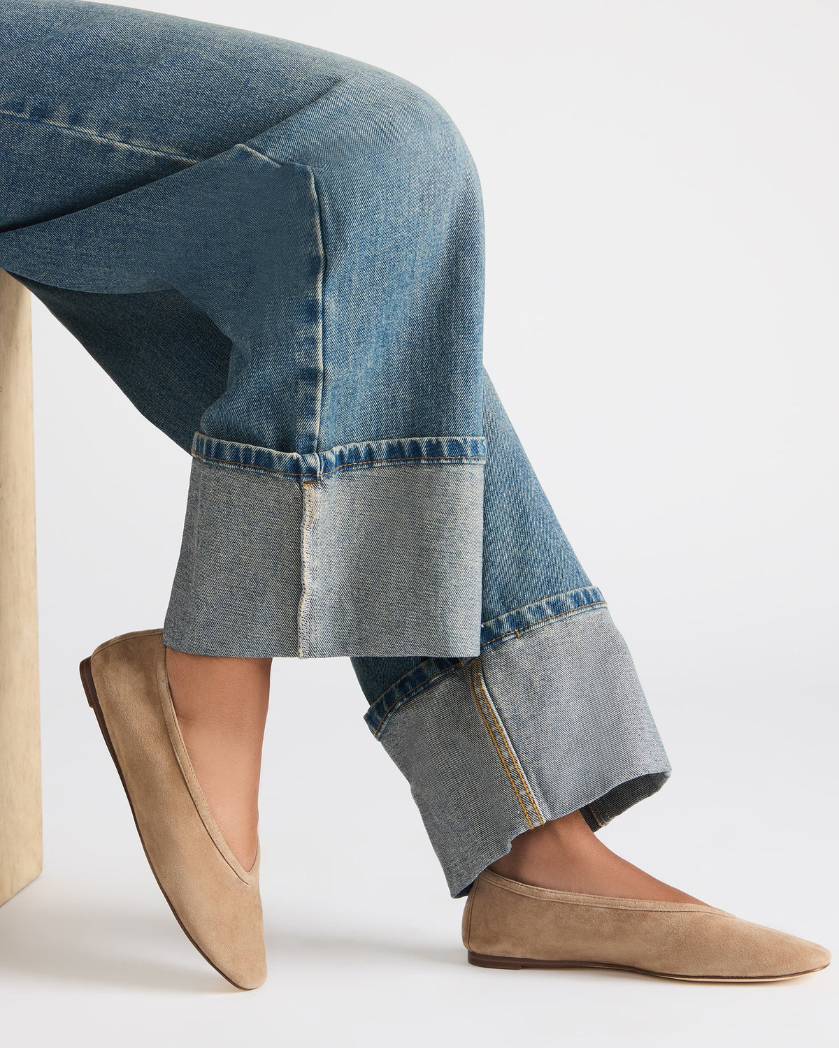 LENI Taupe Suede Square-Toe Ballet Women's Flat | Steve Madden