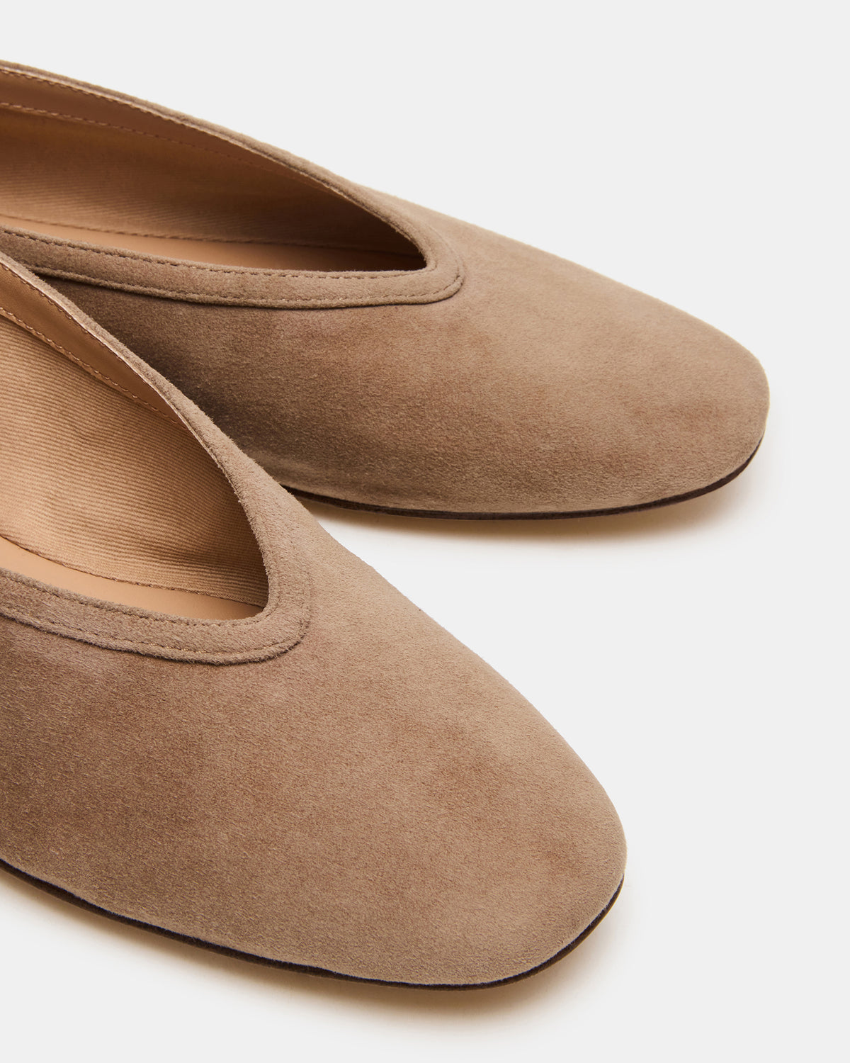 LENI Taupe Suede Square-Toe Ballet Women's Flat | Steve Madden