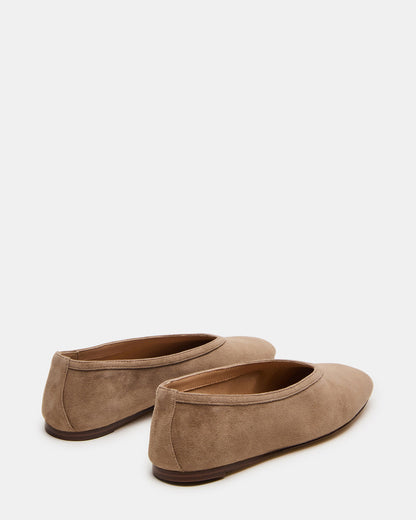 LENI Taupe Suede Square-Toe Ballet Women's Flat | Steve Madden